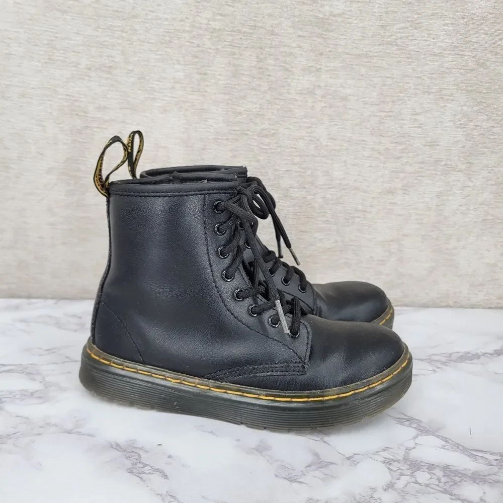 Dr. Martens Kids' Zavala or Junior Combat Boots in Black Leather